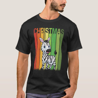 Kerstmis Retro Zebra Schattige Groep Matching Xmas T-shirt
