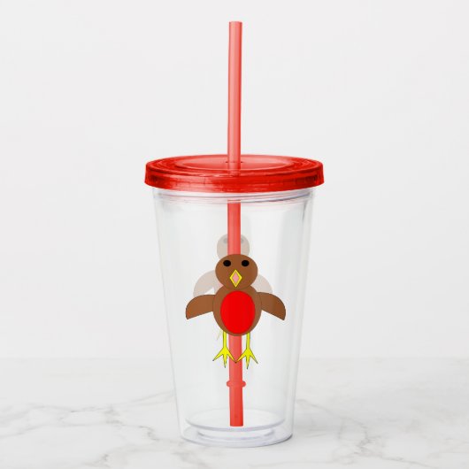 Kerstmis Robin Acryl Drinkbeker (Voorkant)