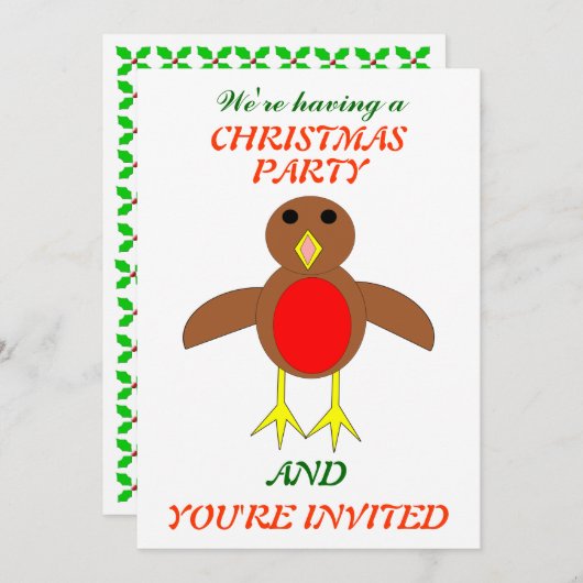 Kerstmis Robin Custom Party nodigt uit Kaart (Voorkant / Achterkant)