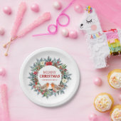 Kerstmis, Robin vogels Merry-kersttekst Papieren Bordje (Feest)