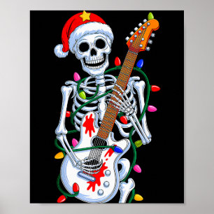 Kerstmis Rocker Skelet Kerstman Rock Hand Kerstman Poster