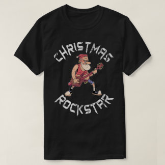 Kerstmis Rockstar Gitaarontwerp T-shirt
