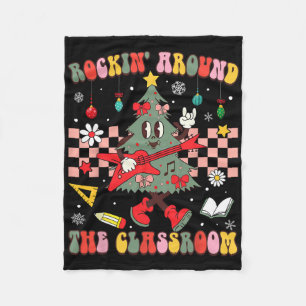 Kerstmis Rockt Rond De Klompen Leraren Retro Fleece Deken