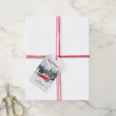 Kerstmis Rode Auto Boom Vakantie Cadeaulabel (Met Touw)