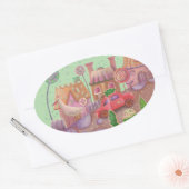 Kerstmis rode auto ovale sticker (Envelop)