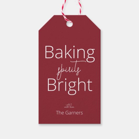 Kerstmis Rode Bakgeesten Cadeaulabel (Voorkant)