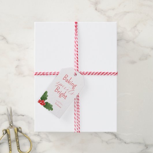 Kerstmis Rode Bakgeesten Cadeaulabel (Met Touw)