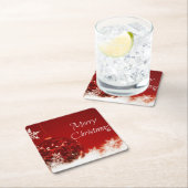 Kerstmis - Rode Bauble en witte sneeuwvlokken Kartonnen Onderzetters (Insitu)