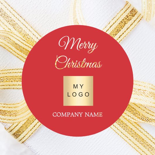 Kerstmis rode bedrijfslogo ronde sticker