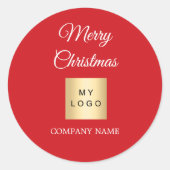 Kerstmis rode bedrijfslogo ronde sticker (Voorkant)