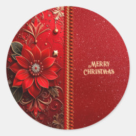 Kerstmis Rode Bloem Vakantie Sticker