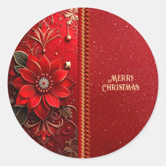 Kerstmis Rode Bloem Vakantie Sticker (Voorkant)
