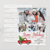 Kerstmis Rode Boerderij Truck 4 Foto Vakantiekaart Briefkaart (Voorkant / Achterkant)