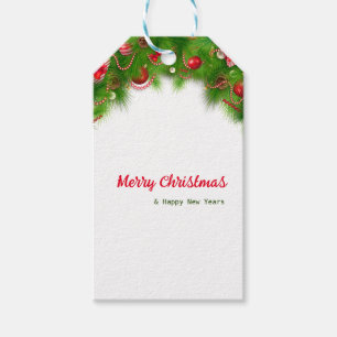 Kerstmis, rode bollen en Cadeaus Cadeaulabel