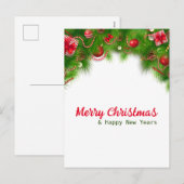 Kerstmis, rode bollen en Cadeaus Feestdagenkaart (Voorkant / Achterkant)