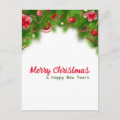 Kerstmis, rode bollen en Cadeaus Feestdagenkaart (Voorkant)