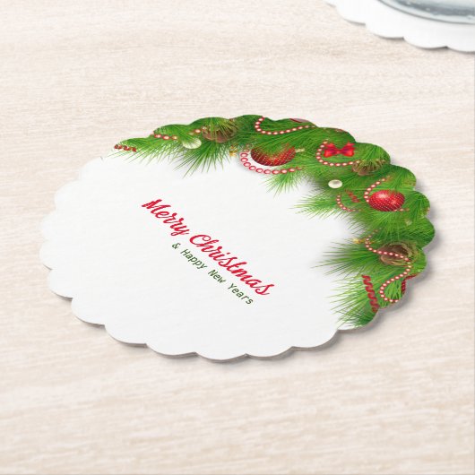 Kerstmis, rode bollen en Cadeaus Kartonnen Onderzetters (Gekanteld)