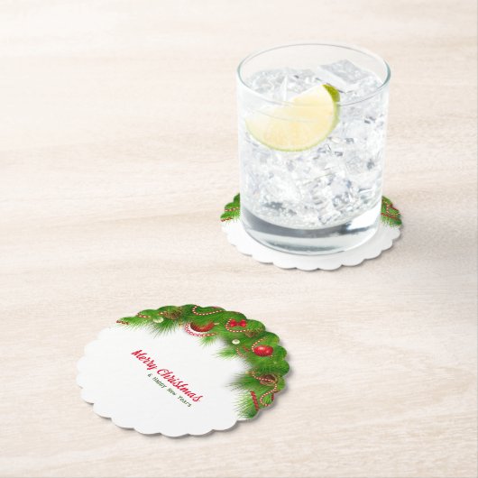 Kerstmis, rode bollen en Cadeaus Kartonnen Onderzetters (Insitu)