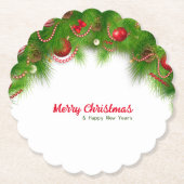 Kerstmis, rode bollen en Cadeaus Kartonnen Onderzetters (Voorkant)