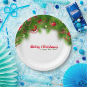 Kerstmis, rode bollen en Cadeaus pap Papieren Bordje (Feest)