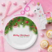 Kerstmis, rode bollen en Cadeaus pap Papieren Bordje (Feest)