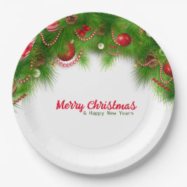 Kerstmis, rode bollen en Cadeaus pap Papieren Bordje