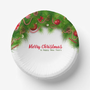 Kerstmis, rode bollen en Cadeaus Papieren Kommen