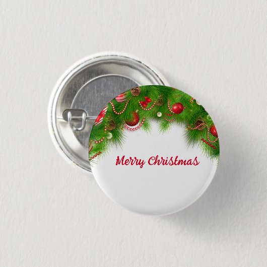 Kerstmis, rode bollen en Cadeaus Ronde Button 3,2 Cm (Voorkant /achterkant)