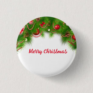 Kerstmis, rode bollen en Cadeaus Ronde Button 3,2 Cm