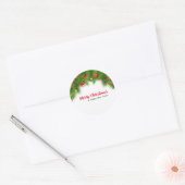 Kerstmis, rode bollen en Cadeaus Ronde Sticker (Envelop)