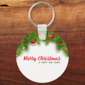 Kerstmis, rode bollen en Cadeaus Sleutelhanger (Achterkant)