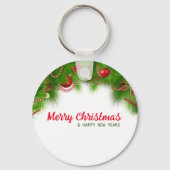 Kerstmis, rode bollen en Cadeaus Sleutelhanger (Achterkant)
