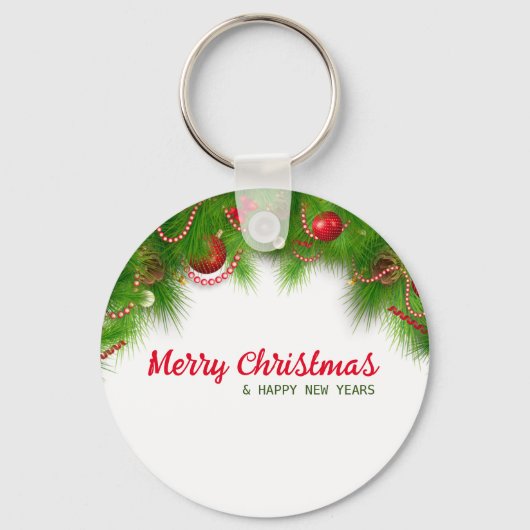 Kerstmis, rode bollen en Cadeaus Sleutelhanger (Achterkant)