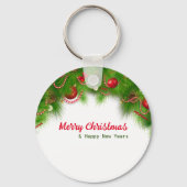 Kerstmis, rode bollen en Cadeaus Sleutelhanger (Voorkant)