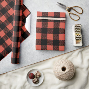 Kerstmis Rode Buffalo Plaid Winter Cadeaupapier