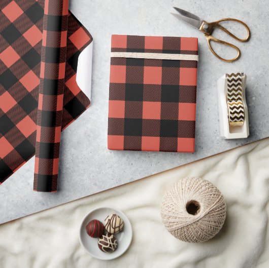 Kerstmis Rode Buffalo Plaid Winter Cadeaupapier (Crafts)