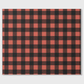 Kerstmis Rode Buffalo Plaid Winter Cadeaupapier (Vlak)