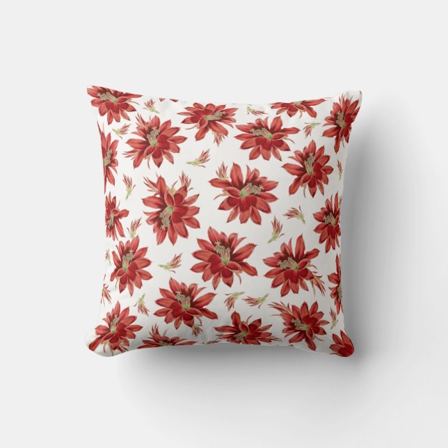 Kerstmis Rode Cactus Bloemen Worp Kussen (Voorkant)