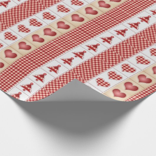 , kerstmis, rode cheque, landhart cadeaupapier (Hoek)