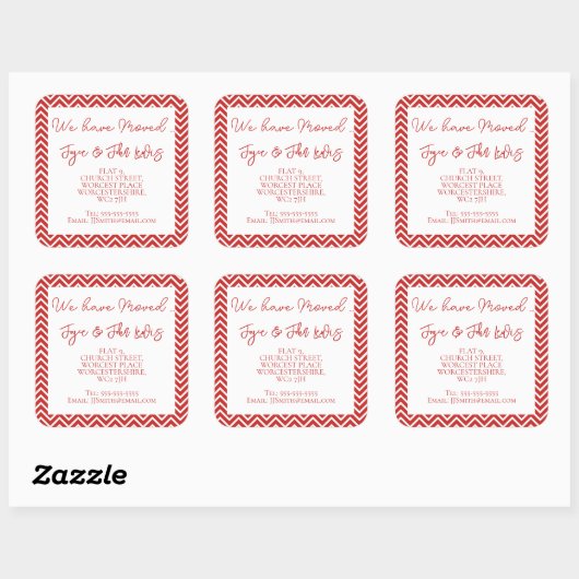 Kerstmis Rode Chevron Retouradres Sticker (Vel)