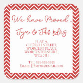 Kerstmis Rode Chevron Retouradressticker Vierkante Sticker (Voorkant)