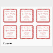 Kerstmis Rode Chevron Retouradressticker Vierkante Sticker (Vel)