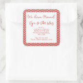 Kerstmis Rode Chevron Retouradressticker Vierkante Sticker (Tas)