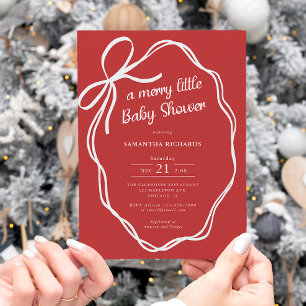 Kerstmis rode coquette strikken whimsical baby sho kaart
