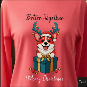 Kerstmis Rode Corgi Cadeau Grafische Rendier Tri-Blend Shirt