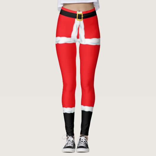 Kerstmis Rode Elf Kerstman Leggings (Voorkant)