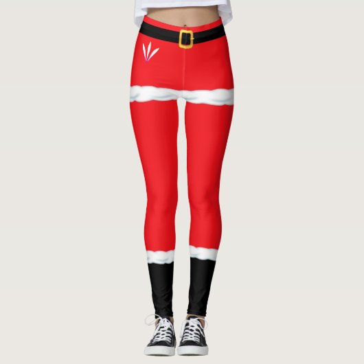 Kerstmis Rode Elf Kerstman Leggings (Voorkant)