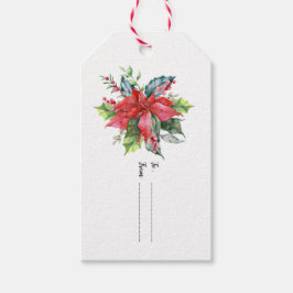 Kerstmis rode en groene bloemen Cadeautags Cadeaulabel
