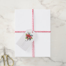 Kerstmis rode en groene bloemen Cadeautags Cadeaulabel