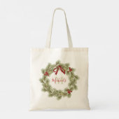 Kerstmis Rode en Groene krans Douane Tote Bag (Achterkant)